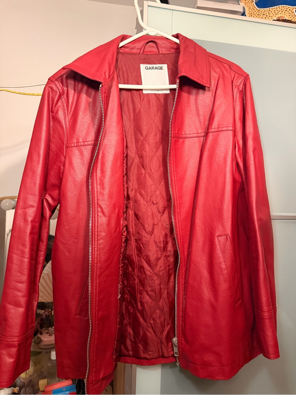 Garage Red Faux Leather Zip-Front Jacket - Women's